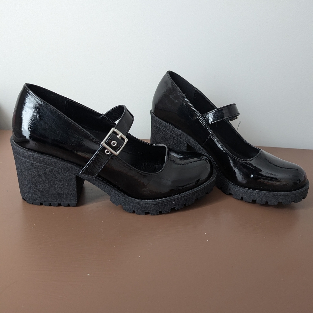 Black Heeled Mary Janes